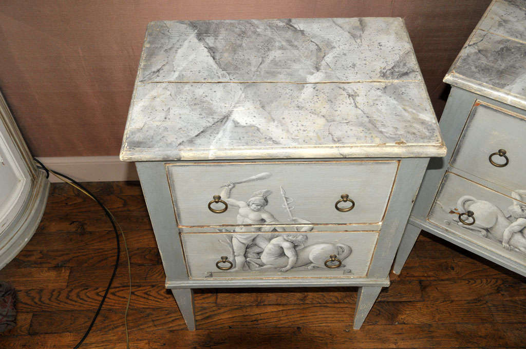 A Pair Of Painted Wooden Night Stands 1