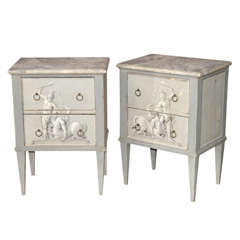 A Pair Of Painted Wooden Night Stands