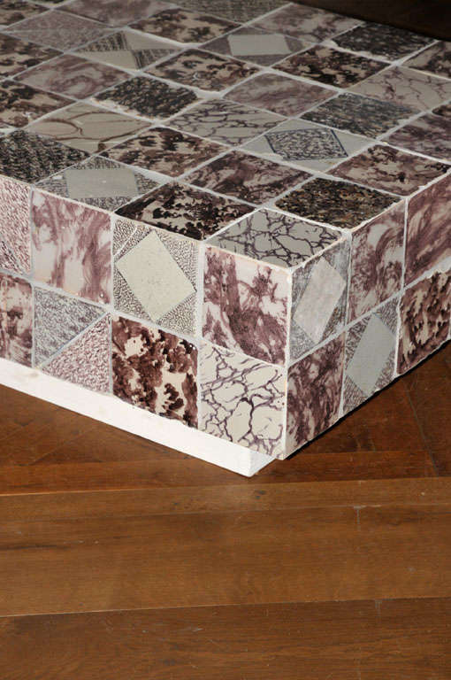 Wood A coffee table made of 124 18th century Dutch tiles