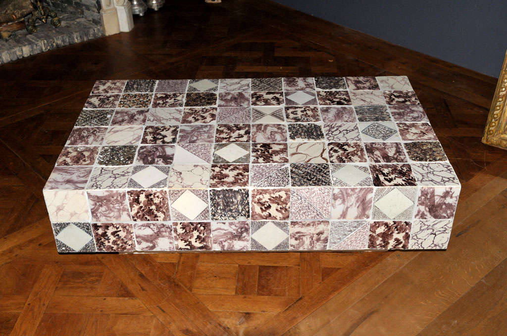 A coffee table made of 124 18th century Dutch tiles 2