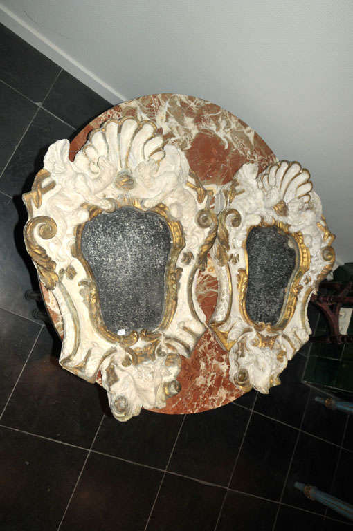 A pair of antique Italian wooden plaster mirrors 1