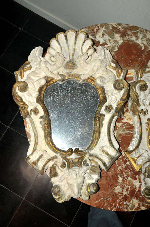 A pair of antique Italian wooden plaster mirrors 2