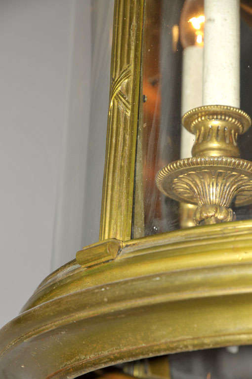 19th Century A large 19th century French Neoclassical gilt bronze cylindrical hall lantern
