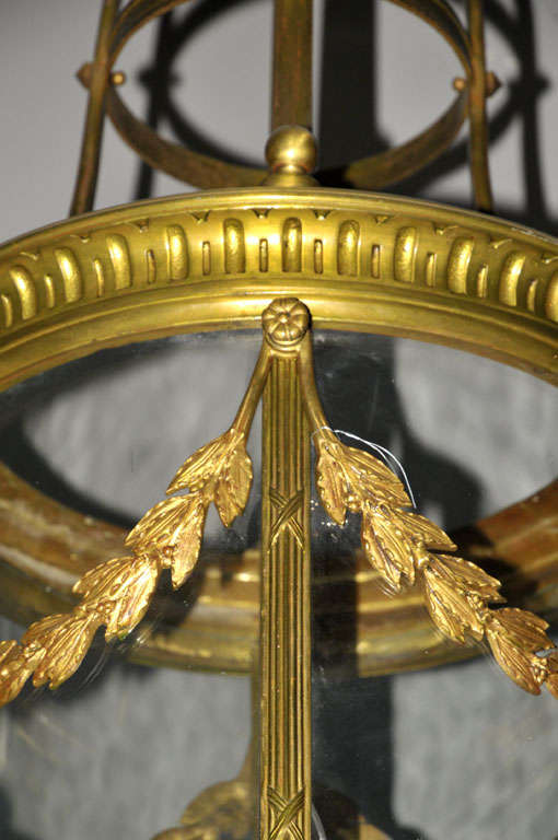 A large 19th century French Neoclassical gilt bronze cylindrical hall lantern 2