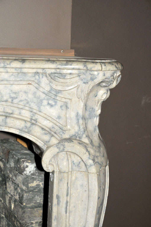 Louis XV A rare 18th c. French Rococo opaline marble fireplace / mantel piece, ca. 1740