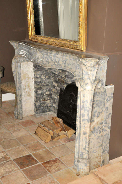 18th Century and Earlier A rare 18th c. French Rococo opaline marble fireplace / mantel piece, ca. 1740