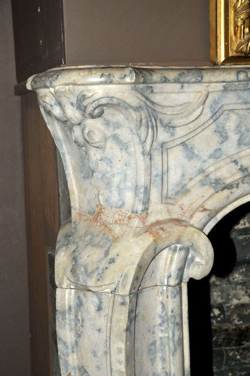 A rare 18th c. French Rococo opaline marble fireplace / mantel piece, ca. 1740 2