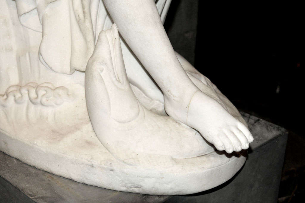 19th Century Statuario marble figure of a young bathing woman