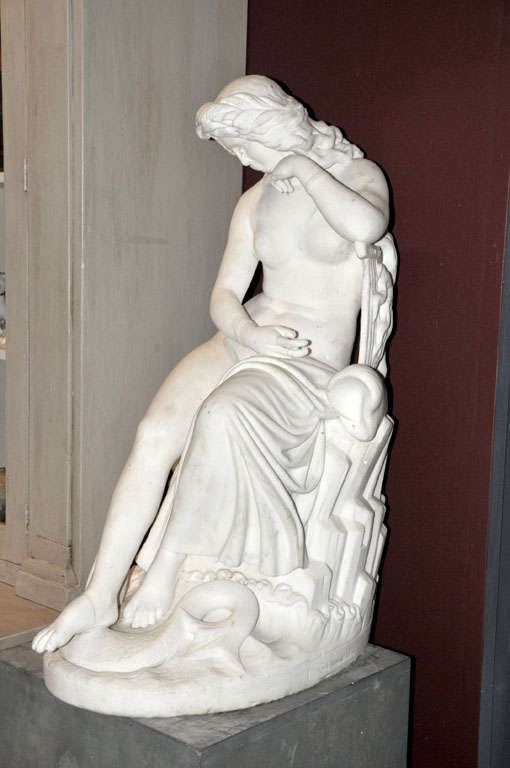 Statuario marble figure of a young bathing woman 3
