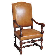 19th Century Hand Carved Walnut Italian Chair