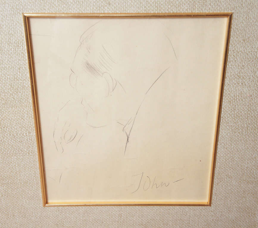 This small pencil sketch of a man in three-quarter profile signed 
