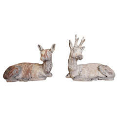 An Early Pair of English Lead Deer.