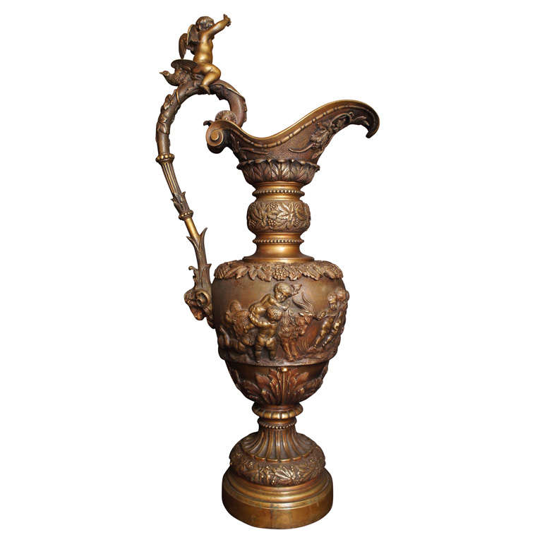 Cast Bronze Renaissance Revival Ewer of Massive Size For Sale