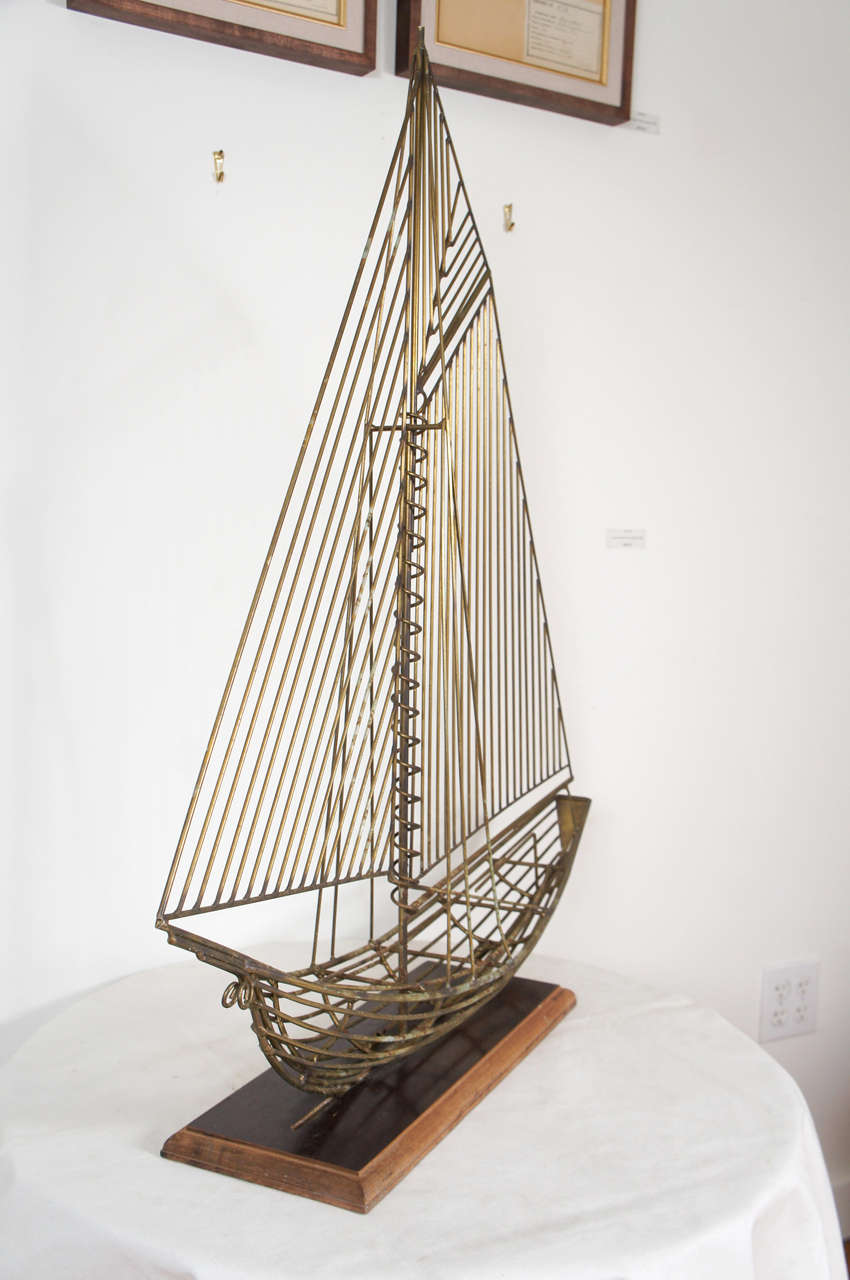 Mid-Century Modern Curtis Jere, Metal Sail Boat Sculpture