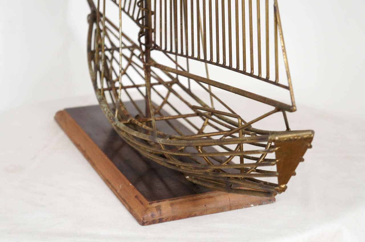 Brass Curtis Jere, Metal Sail Boat Sculpture