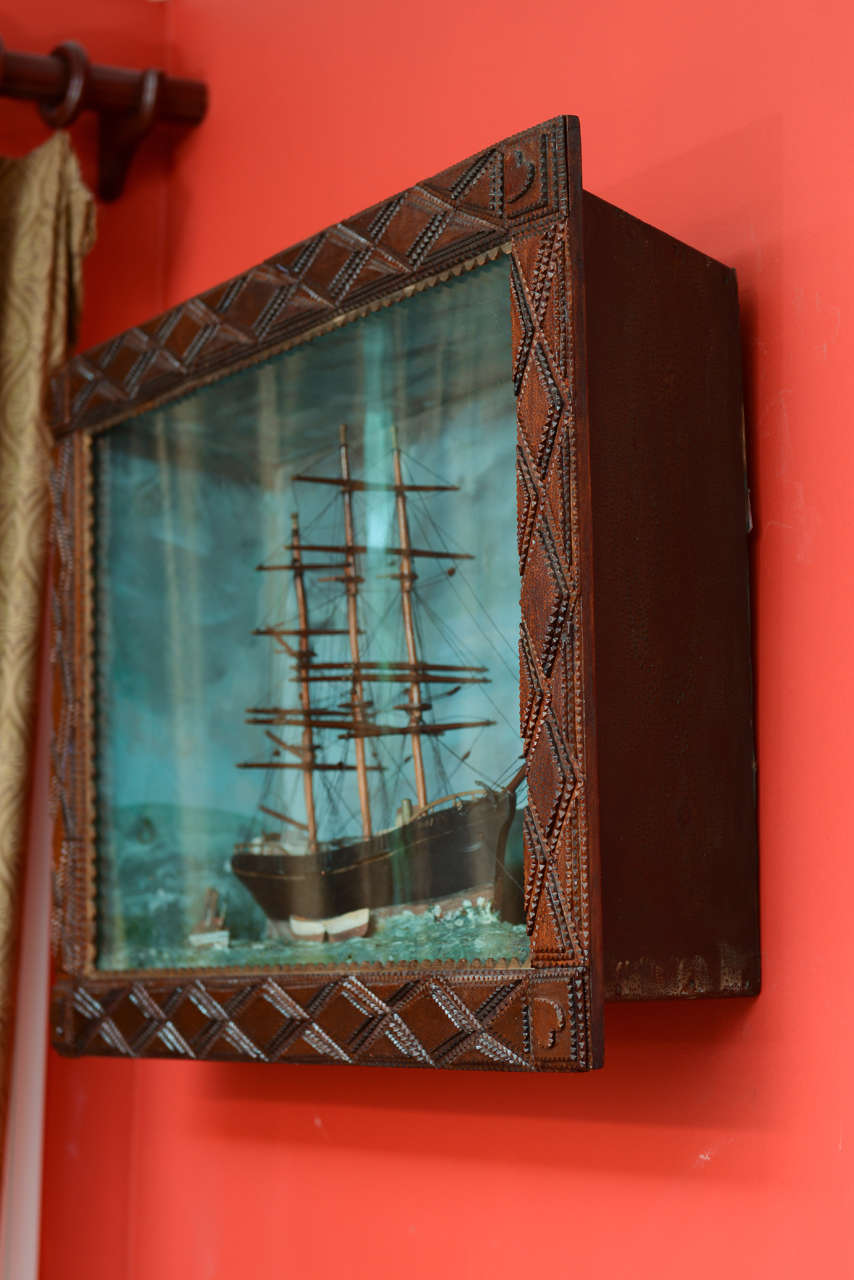 Victorian Tramp Art Nautical Diorama For Sale