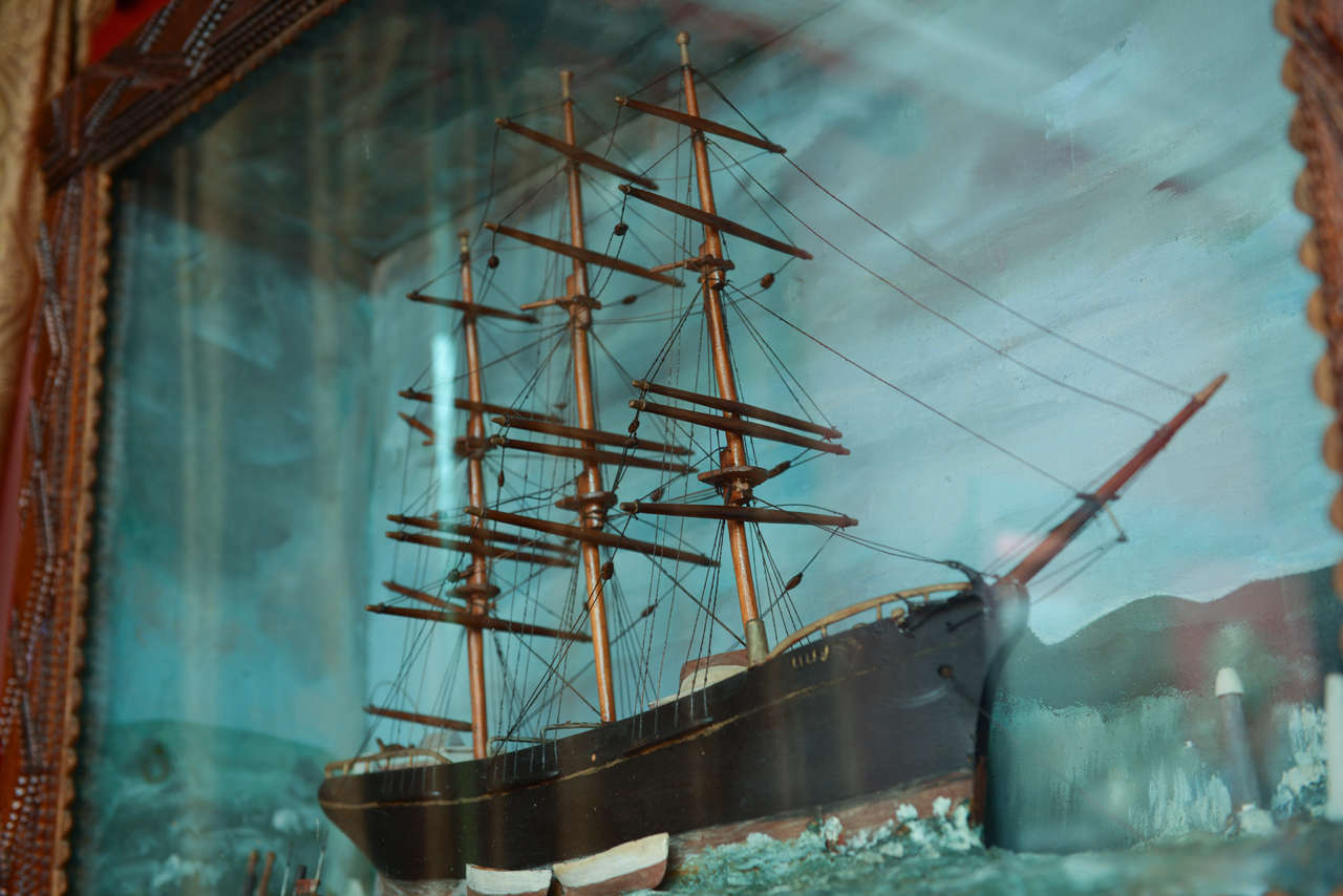 Unknown Tramp Art Nautical Diorama For Sale