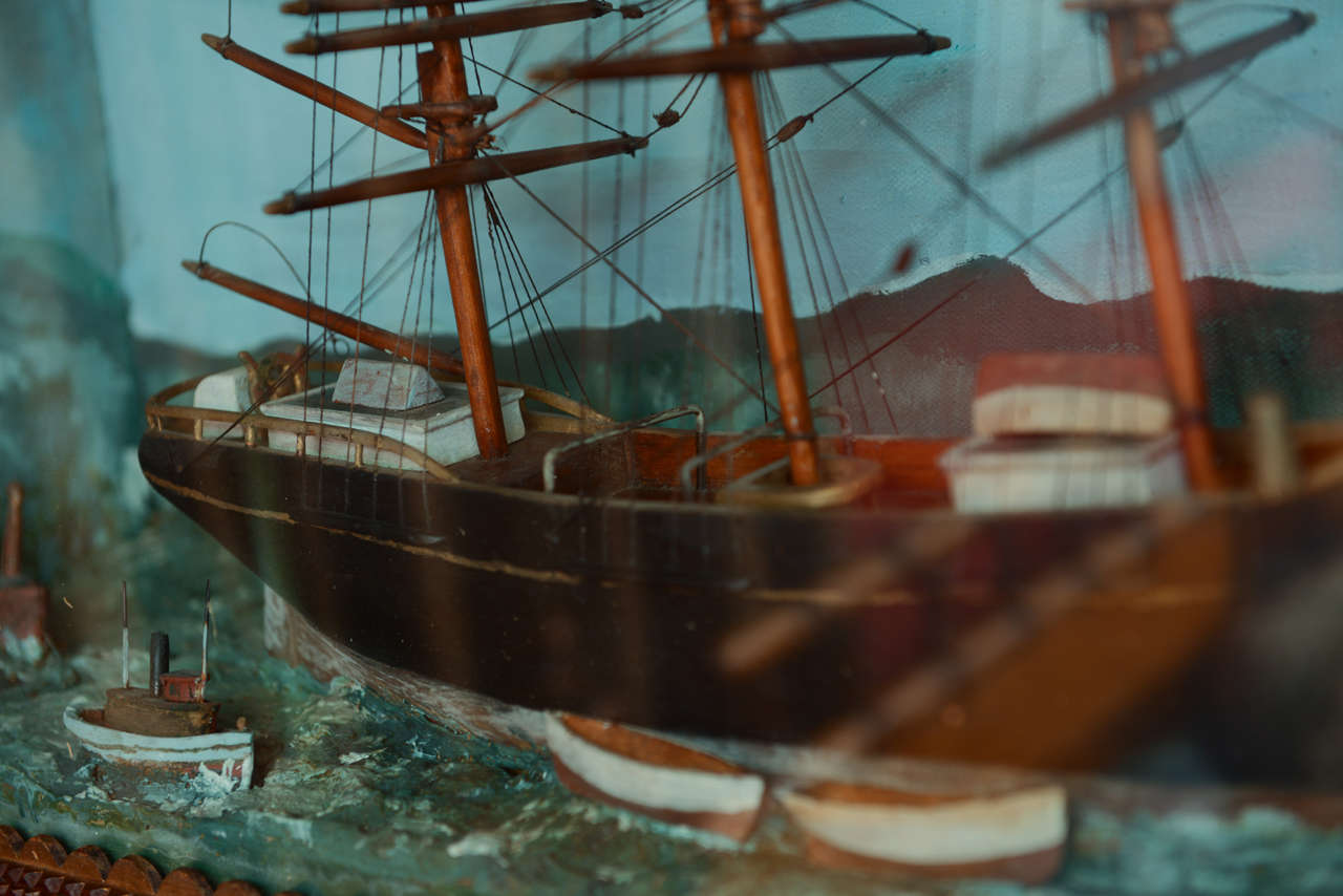 20th Century Tramp Art Nautical Diorama For Sale