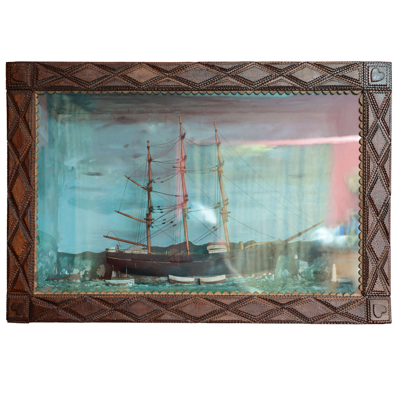 Tramp Art Nautical Diorama For Sale