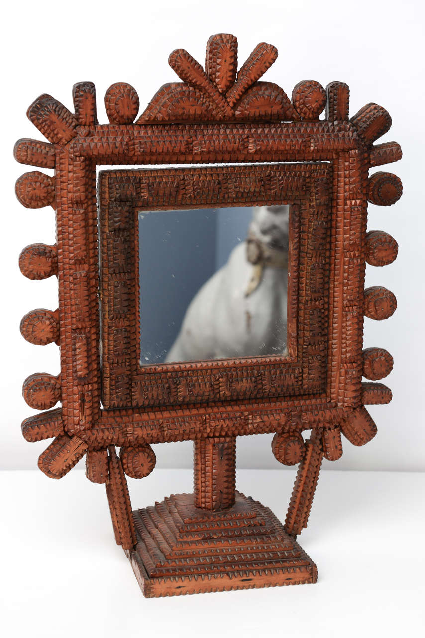 Antique Tramp Art Vanity Mirror SATURDAY SALE