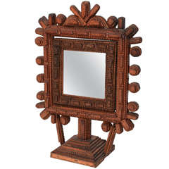 Antique Tramp Art Vanity Mirror SATURDAY SALE
