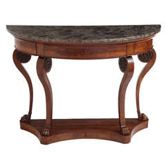 French Mahogany Demi-Lune Console Table