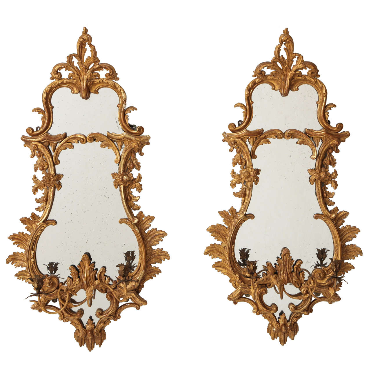 Pair of George III Style Giltwood Mirrors For Sale