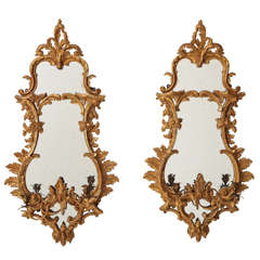 Vintage Pair of George III Style Giltwood Mirrors