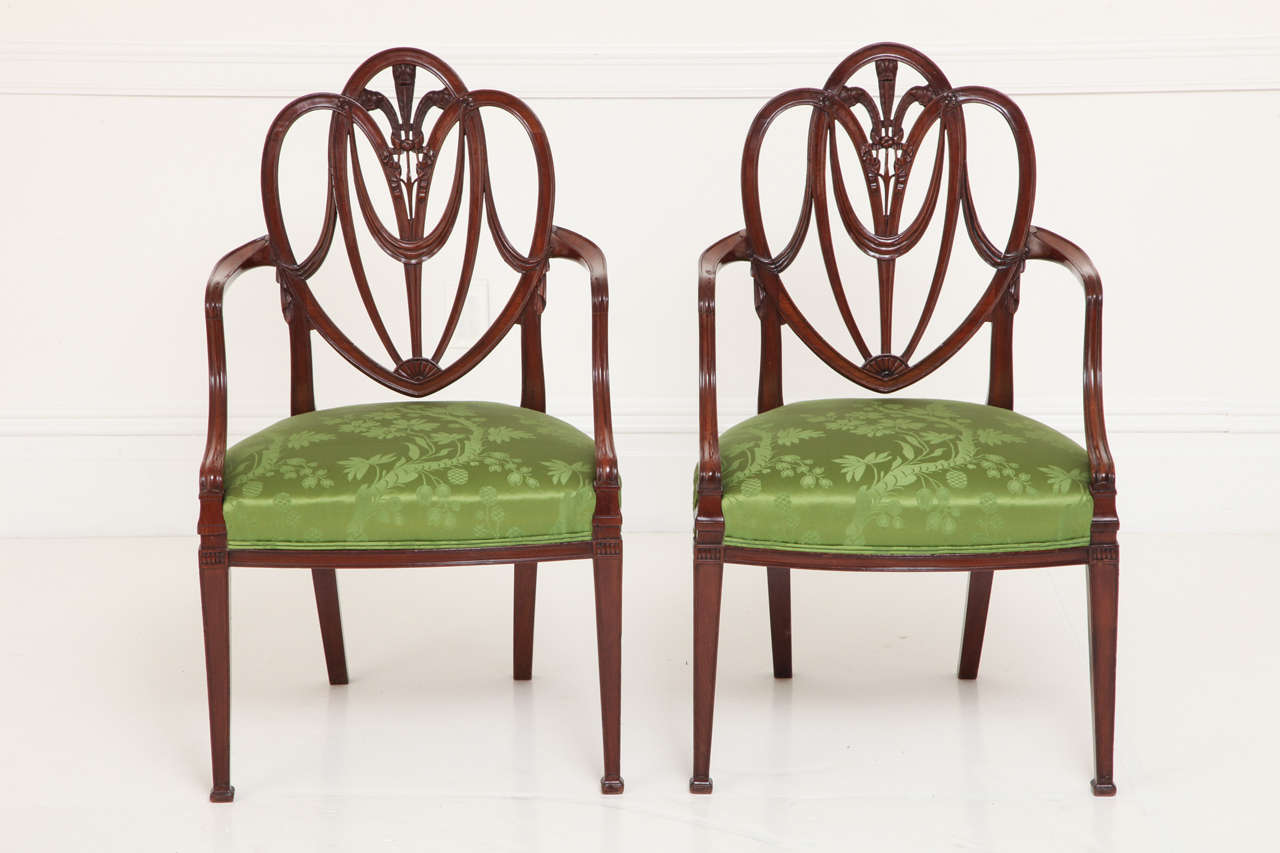 Pair of George III Mahogany Armchairs