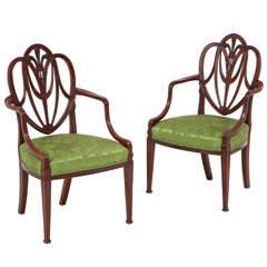 Pair of George III Mahogany Armchairs