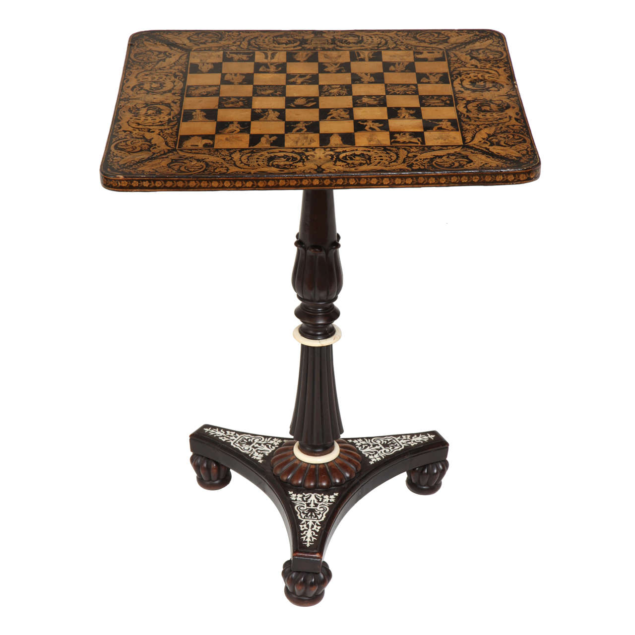 Anglo-Indian Penwork Games Table For Sale