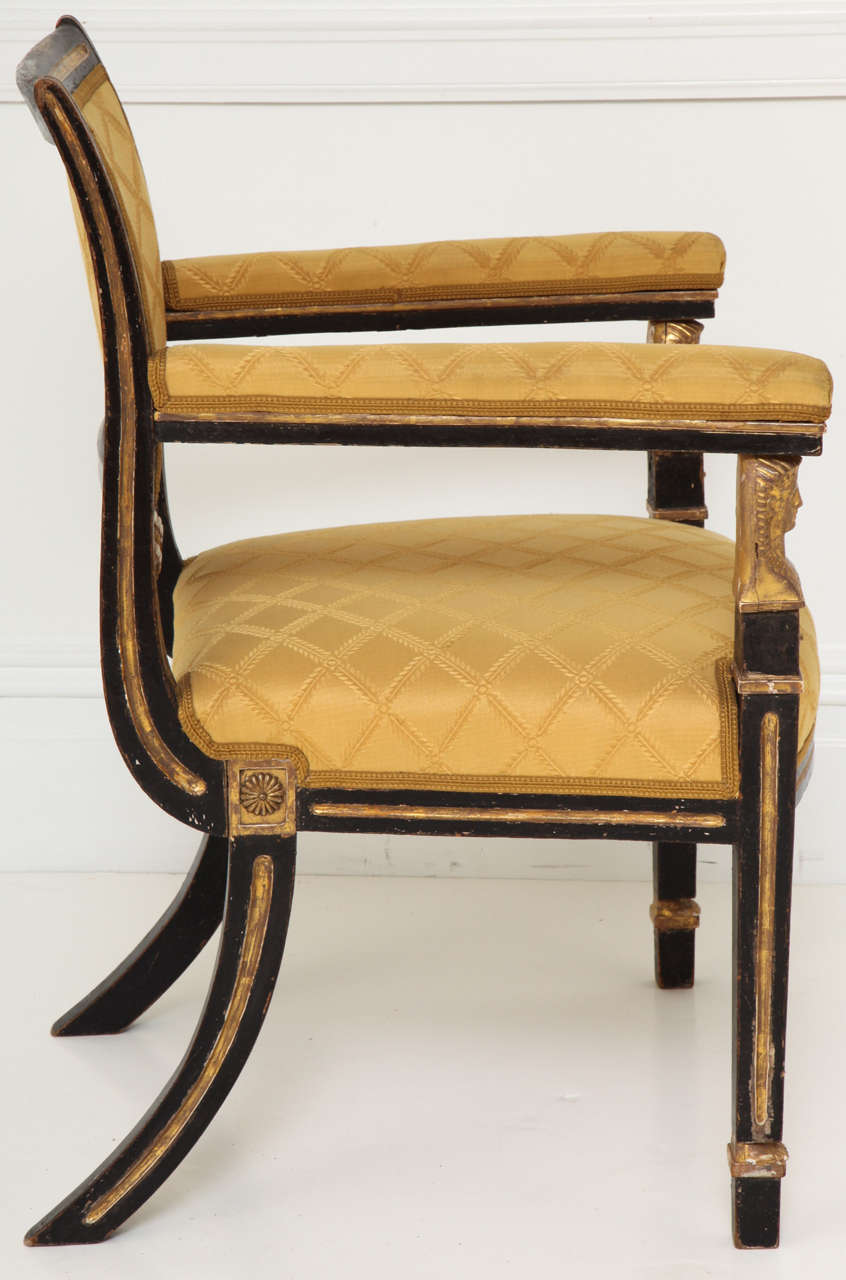 20th Century Regency Painted Armchair with Egyptian Motifs For Sale