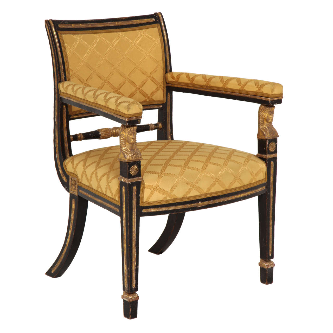 Regency Painted Armchair with Egyptian Motifs For Sale