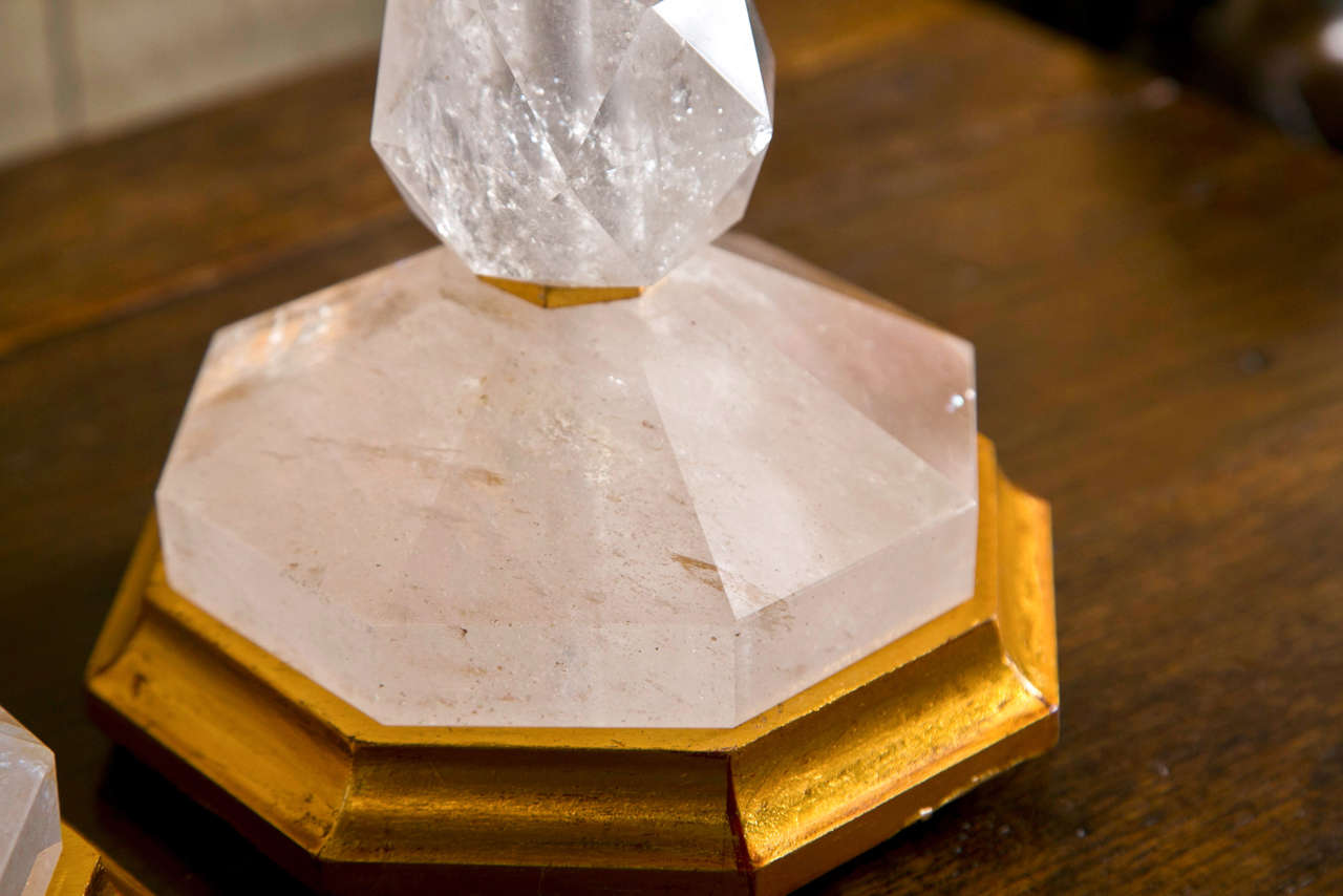 Unknown Pair Of  Rock Crystal Table Lamp Bases