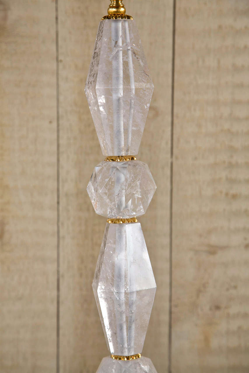 Pair Of  Rock Crystal Table Lamp Bases In Excellent Condition In Woodbury, CT