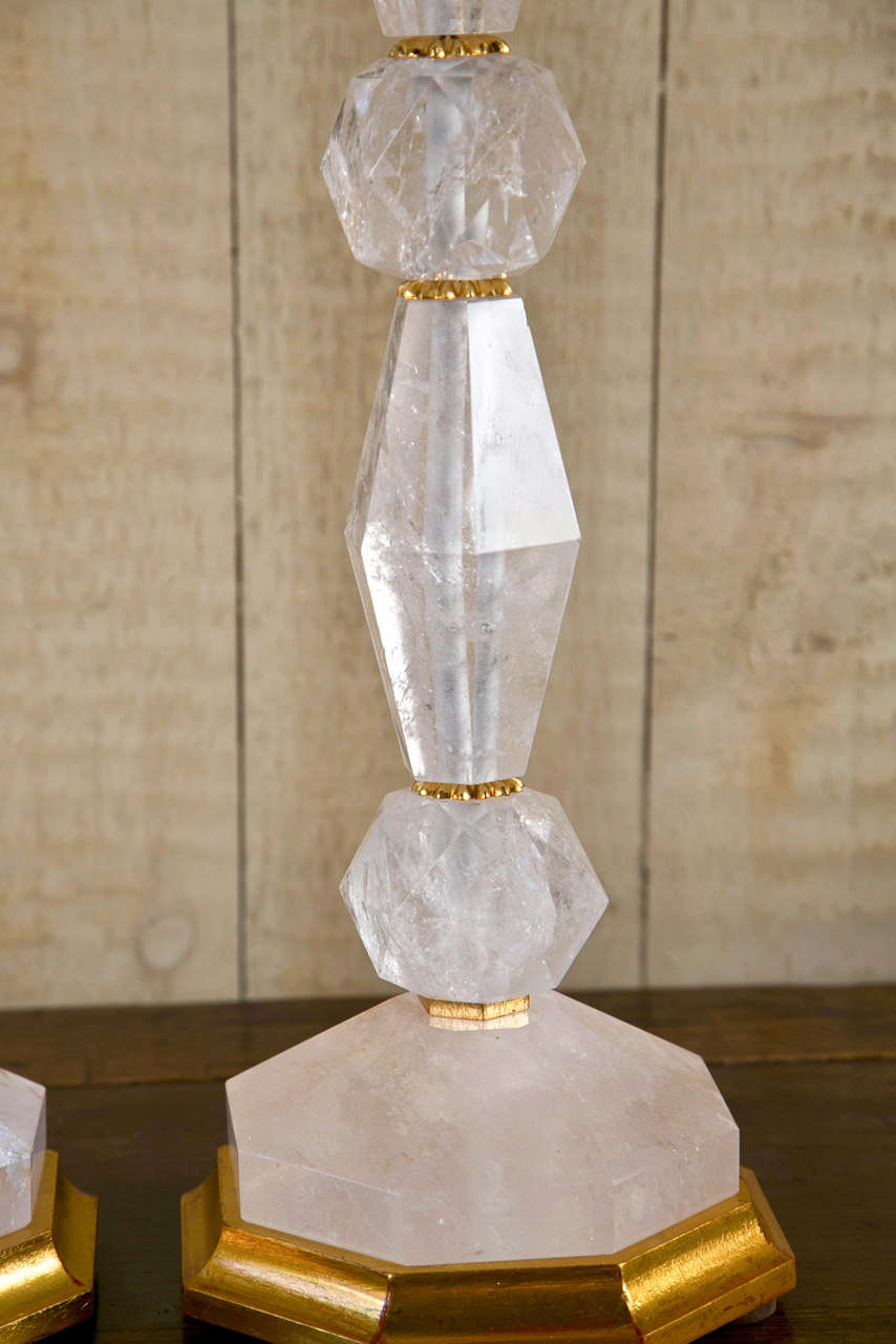 20th Century Pair Of  Rock Crystal Table Lamp Bases