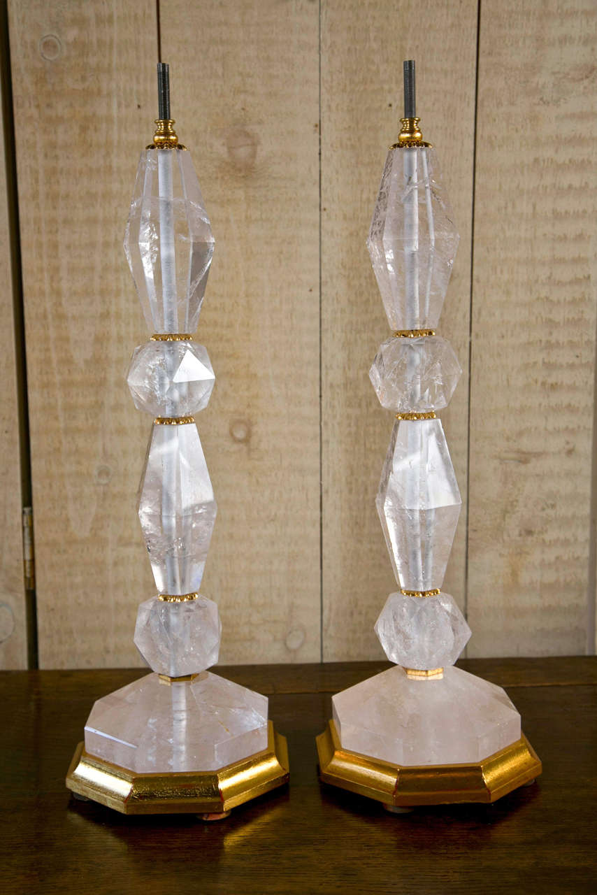 Pair Of  Rock Crystal Table Lamp Bases 3