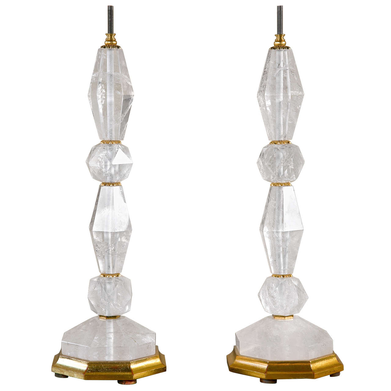 Pair Of  Rock Crystal Table Lamp Bases