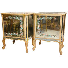 Pair Mirrored Bedside Cabinets