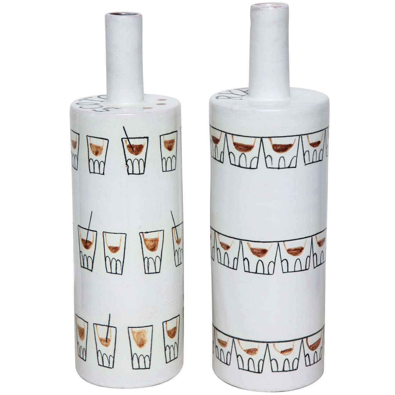 Pair of "Cocktail" Ceramic Bottle Vases by Raymor