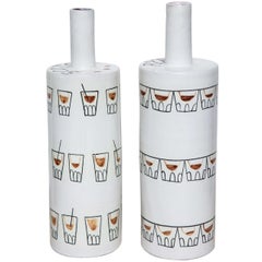Pair of "Cocktail" Ceramic Bottle Vases by Raymor