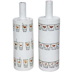 Pair of "Cocktail" Ceramic Bottle Vases by Raymor 9