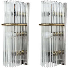 Pair of Sciolari Crystal Rod Sconces Pair of Sciolari Crystal Rod Sconces