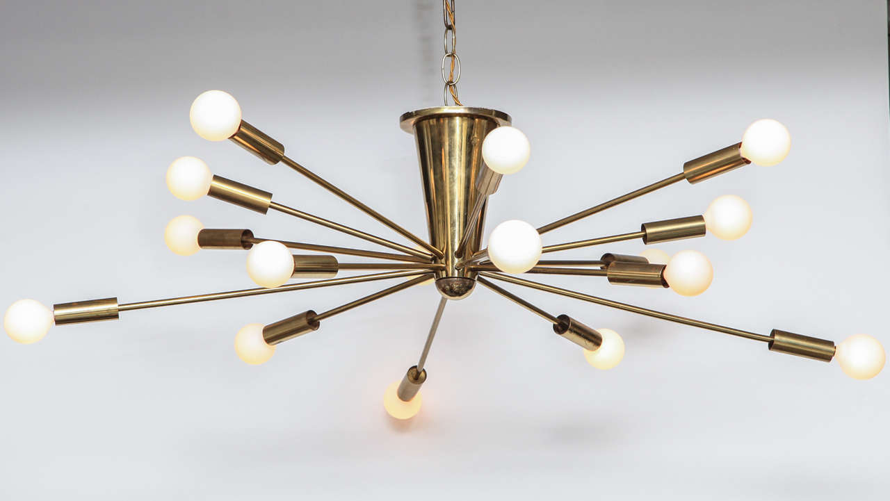Mid-Century Modern Italian Brass Sputnik Light Fixture