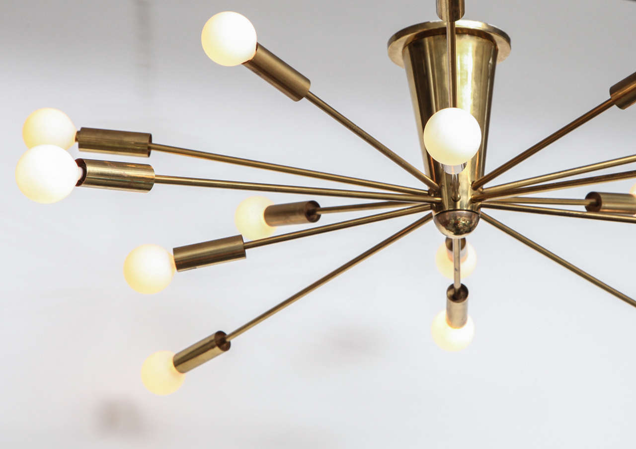 Italian Brass Sputnik Light Fixture In Excellent Condition In New York, NY