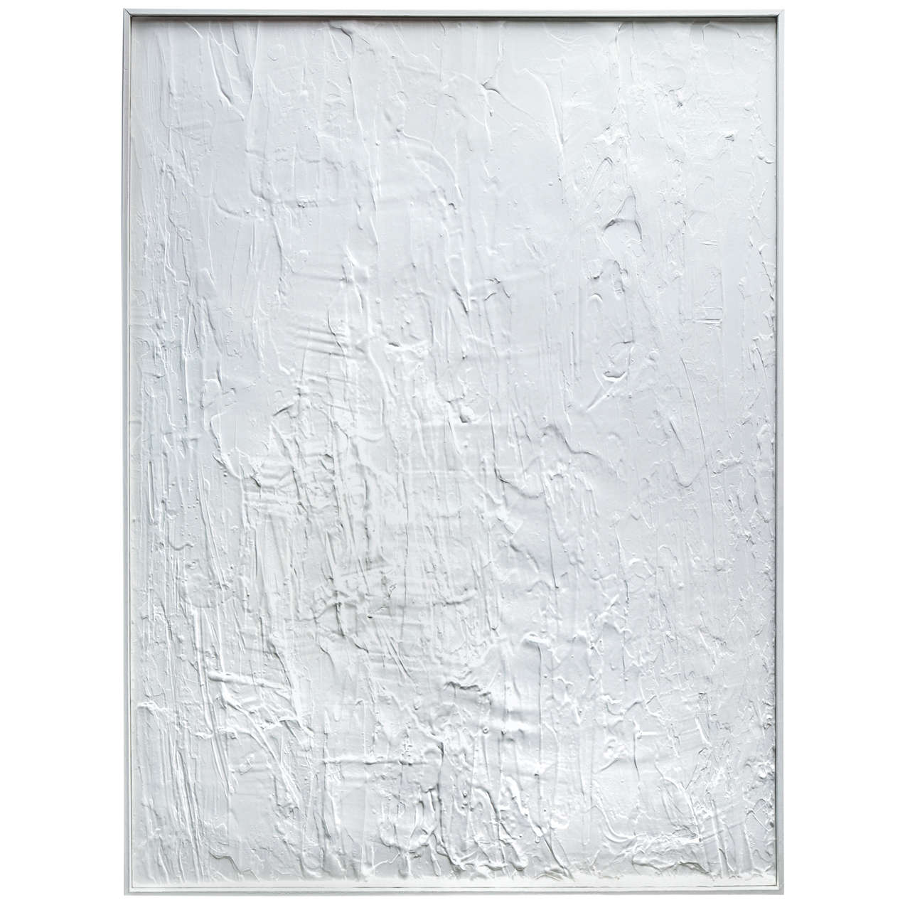 "Bloom"   white plaster relief with oil paint on birchwood panel  30x40