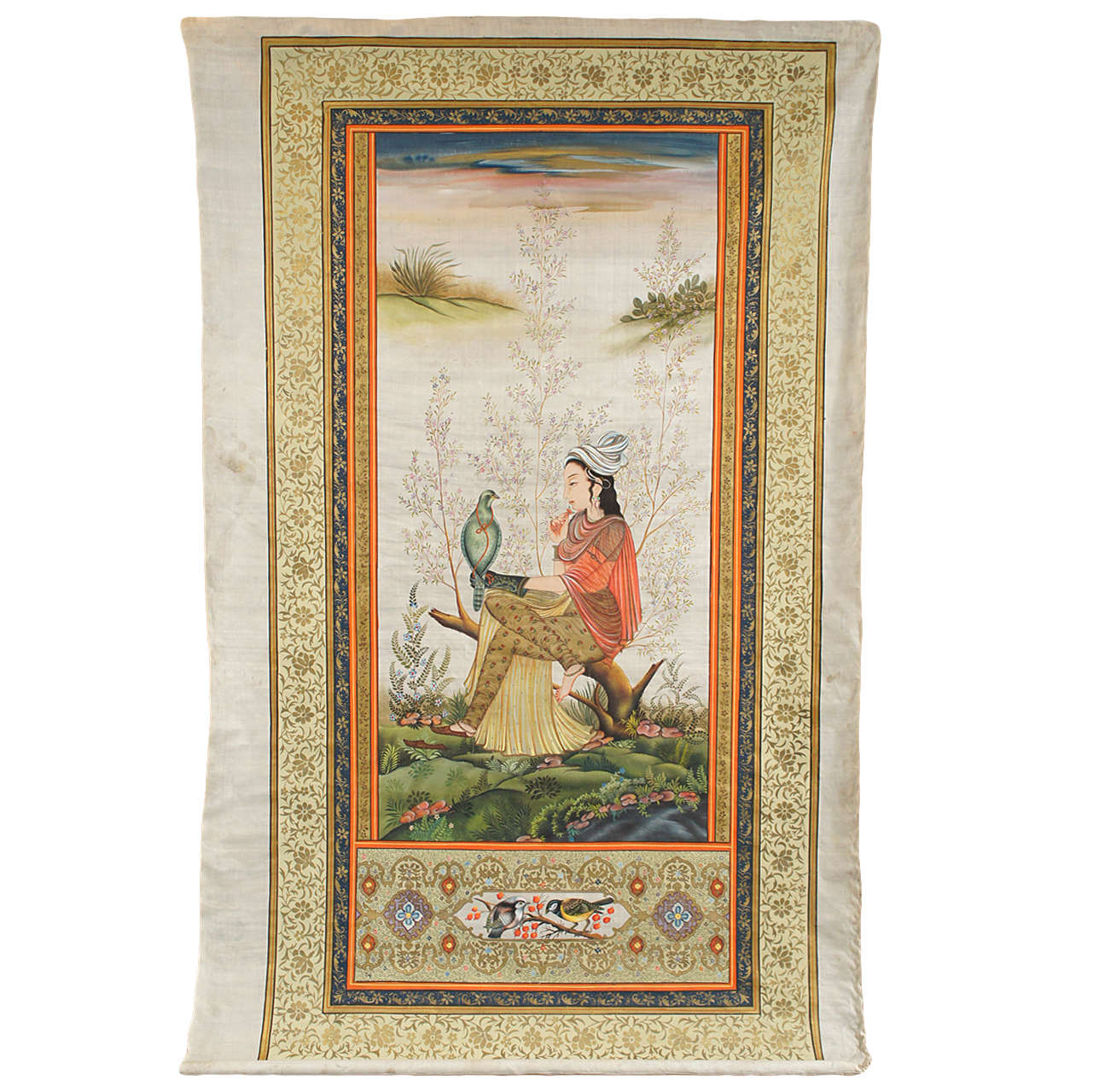 Indian Painting of Woman on Silk