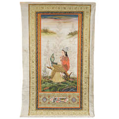 Indian Painting of Woman on Silk