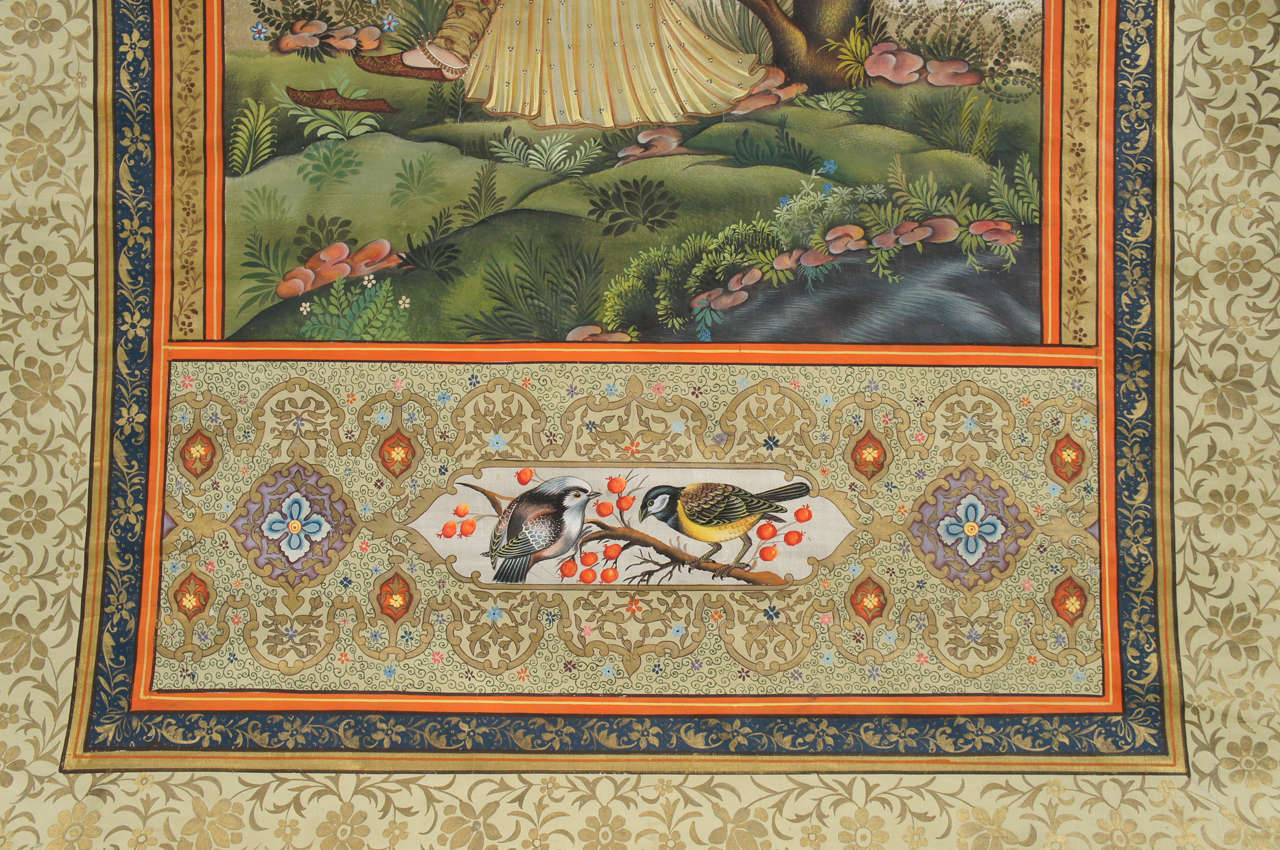 Indian Painting of Woman on Silk 1