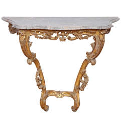 18th Century Louis XV, Gilded Console with a Marble Top